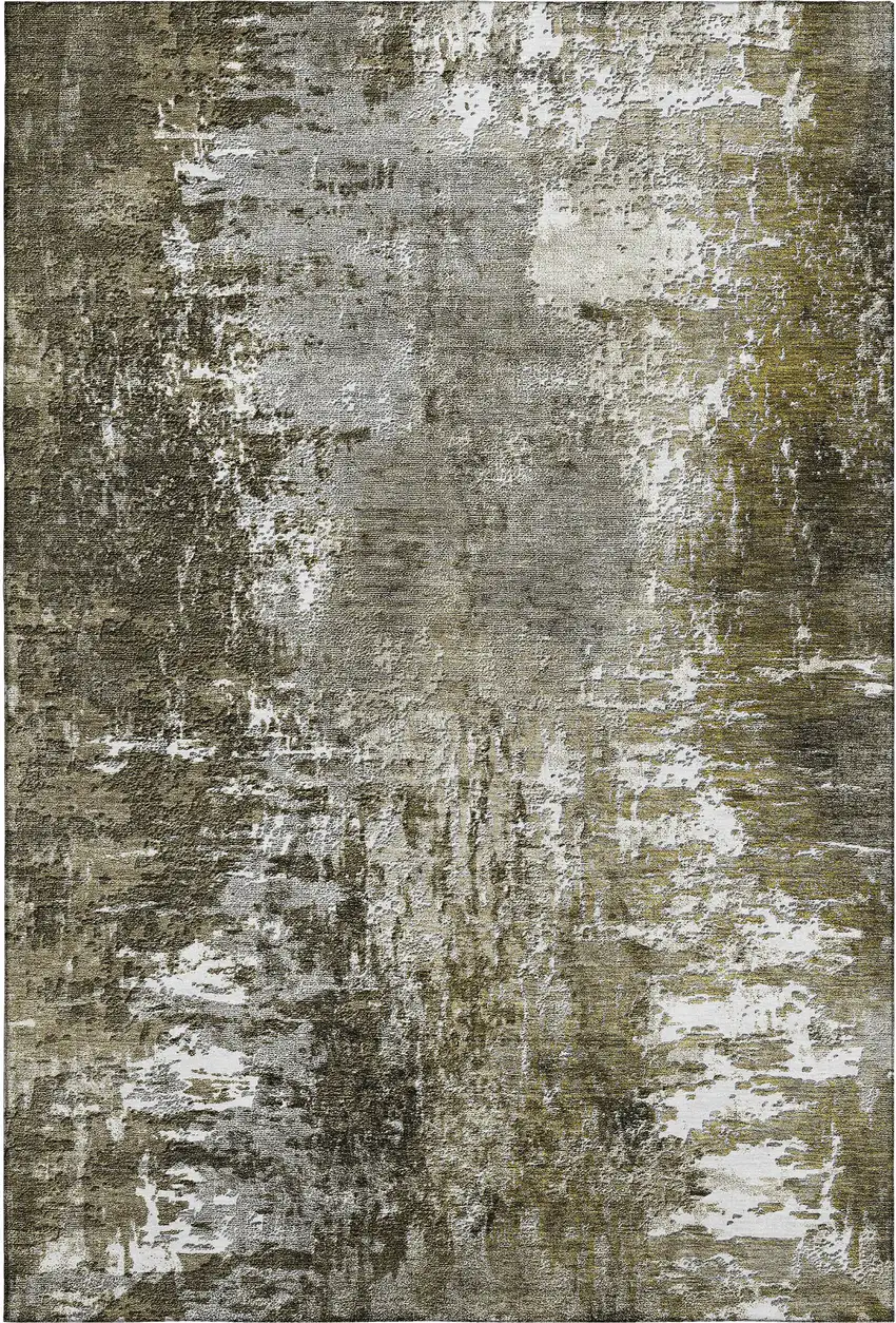 Taupe And Ivory Abstract Washable Area Rug With UV Protection Photo 6