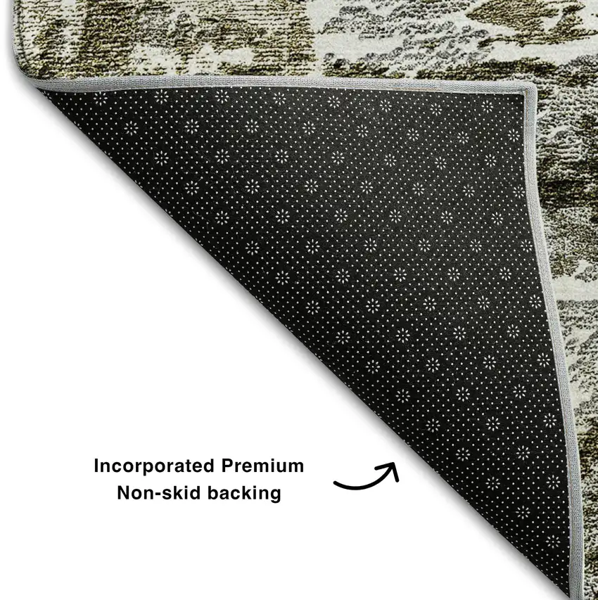 Taupe And Ivory Abstract Washable Area Rug With UV Protection Photo 7