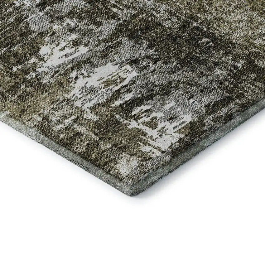 Taupe And Ivory Abstract Washable Area Rug With UV Protection Photo 8