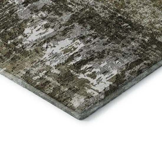 Taupe And Ivory Abstract Washable Area Rug With UV Protection Photo 8