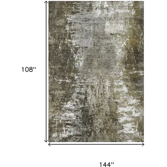 Taupe And Ivory Abstract Washable Area Rug With UV Protection Photo 3