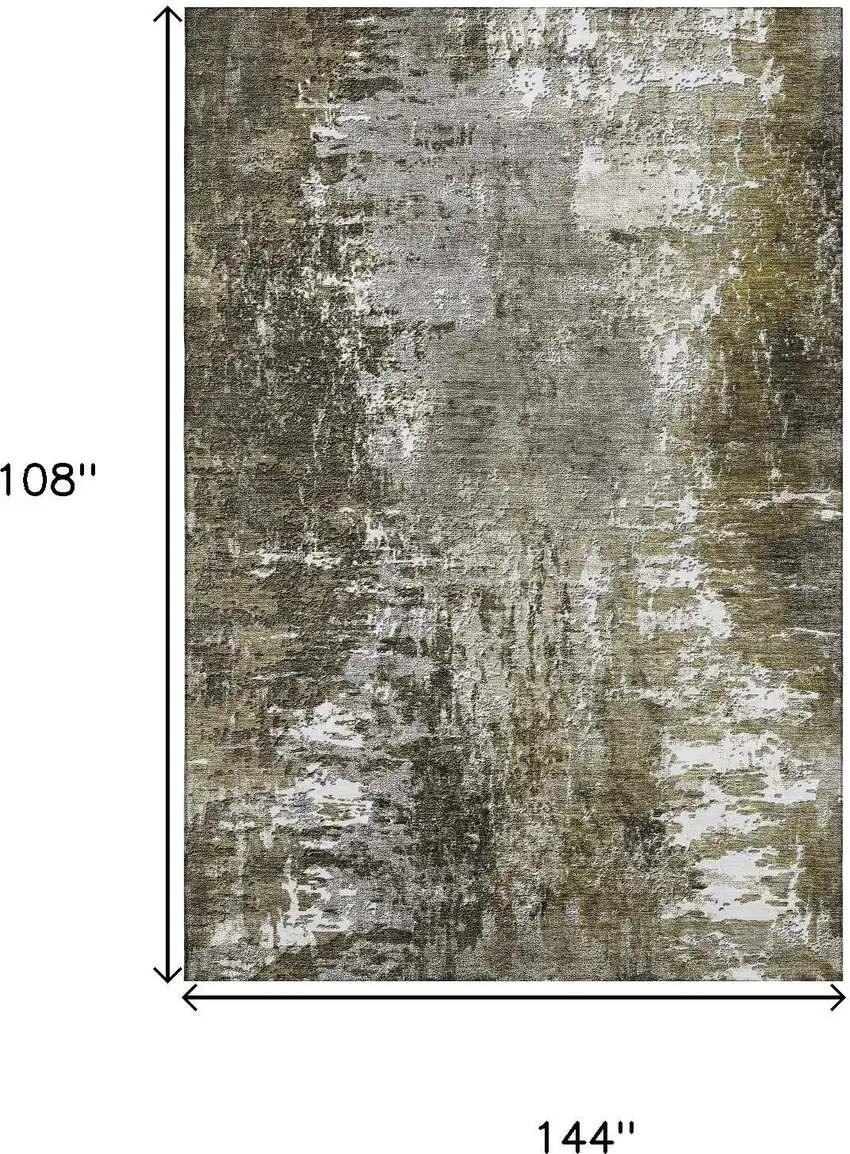 Taupe And Ivory Abstract Washable Area Rug With UV Protection Photo 3