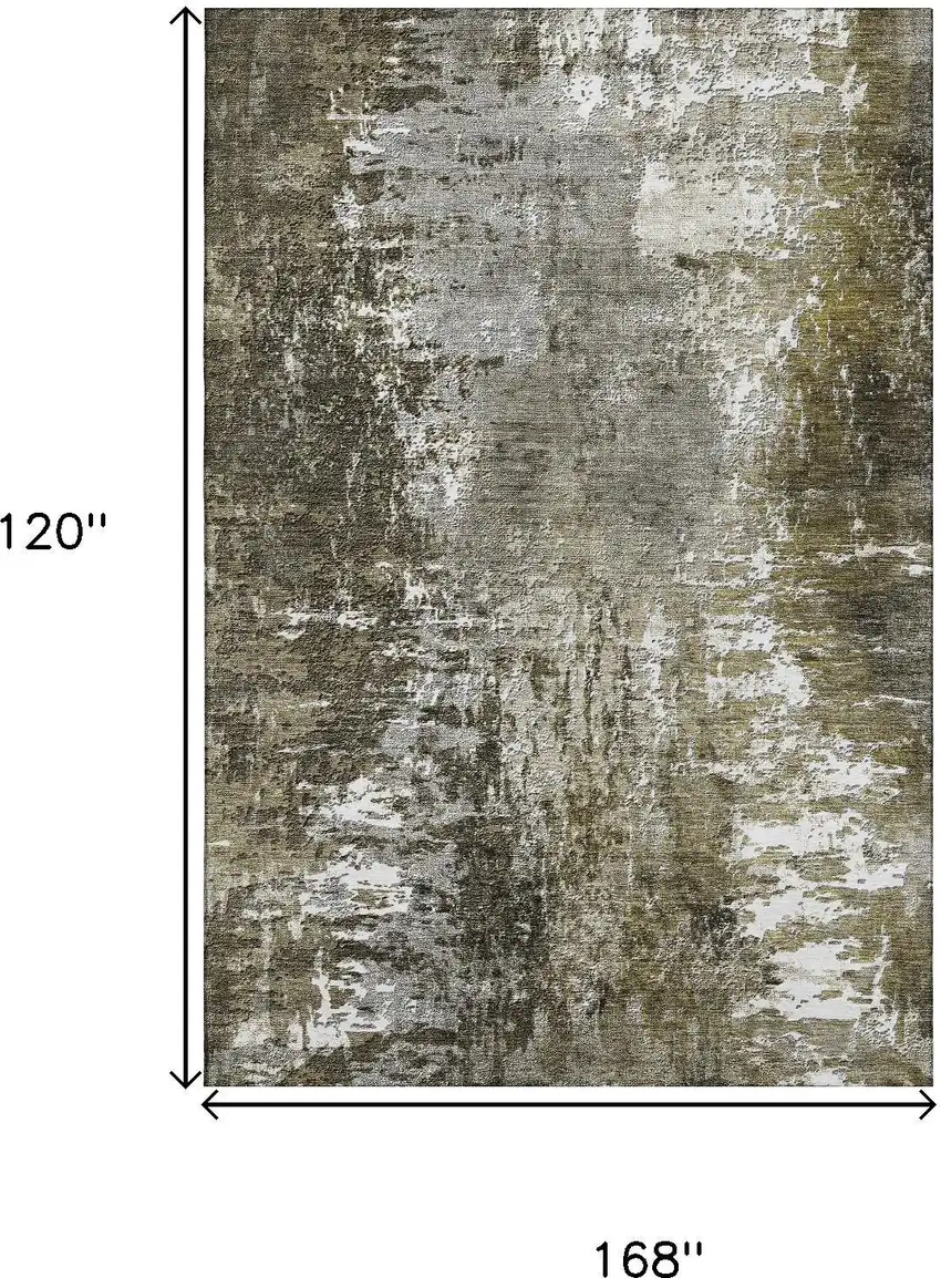 Taupe And Ivory Abstract Washable Area Rug With UV Protection Photo 3