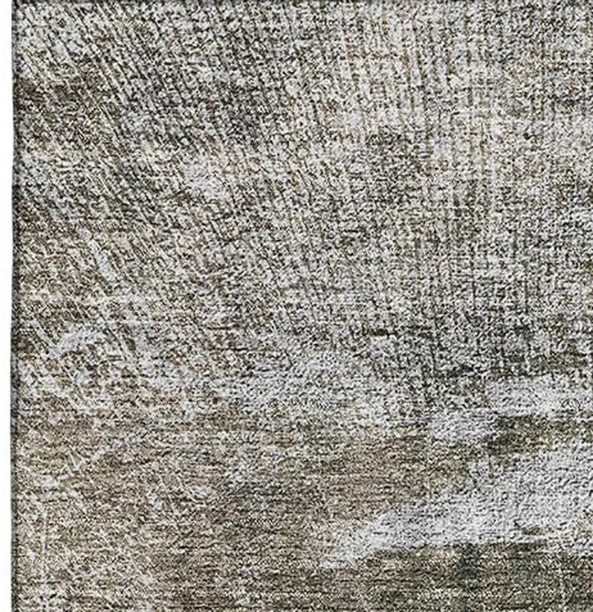 Taupe And Ivory Abstract Washable Area Rug With UV Protection Photo 3