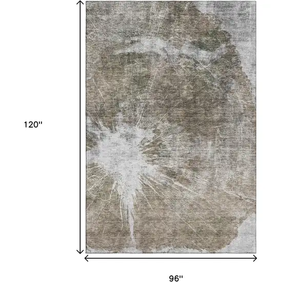 Taupe And Ivory Abstract Washable Area Rug With UV Protection Photo 3