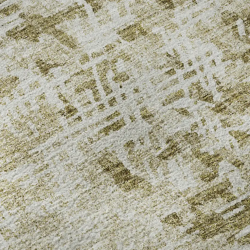 Taupe And Ivory Abstract Washable Area Rug With UV Protection Photo 9