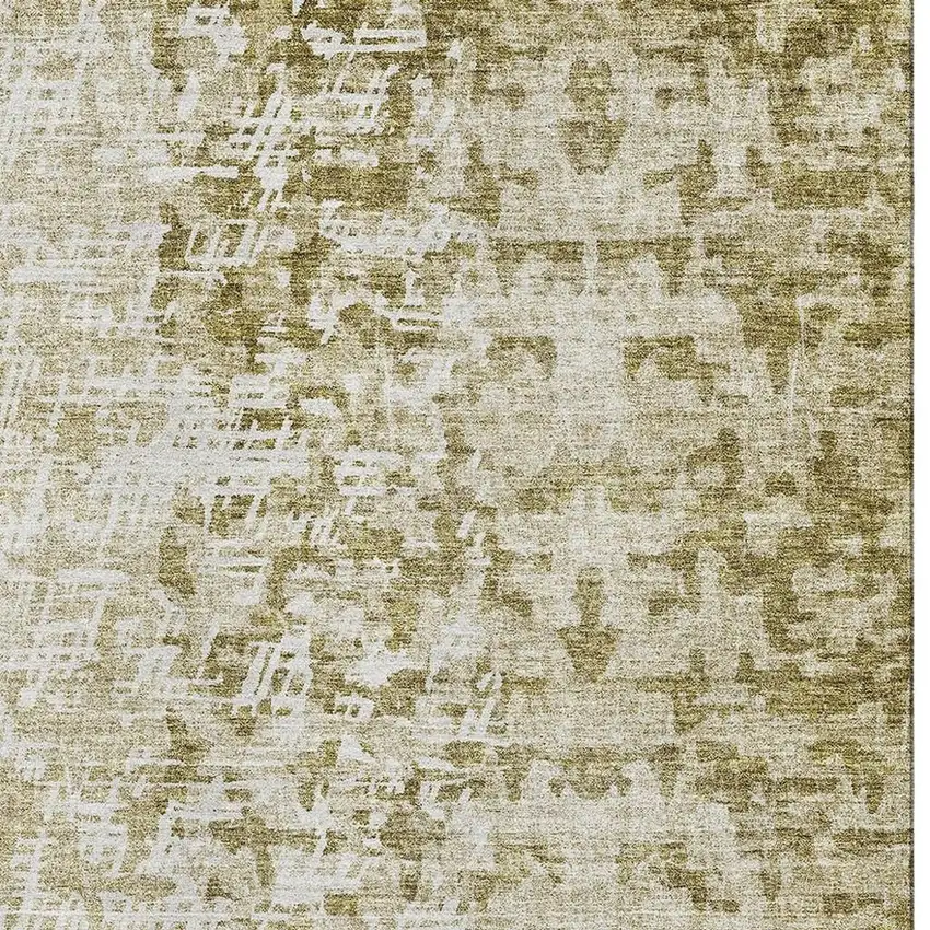 Taupe And Ivory Abstract Washable Area Rug With UV Protection Photo 3
