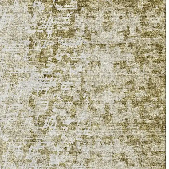 Taupe And Ivory Abstract Washable Area Rug With UV Protection Photo 3
