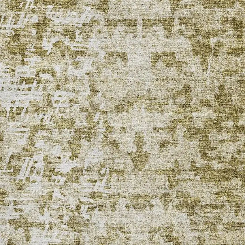 Taupe And Ivory Abstract Washable Area Rug With UV Protection Photo 2