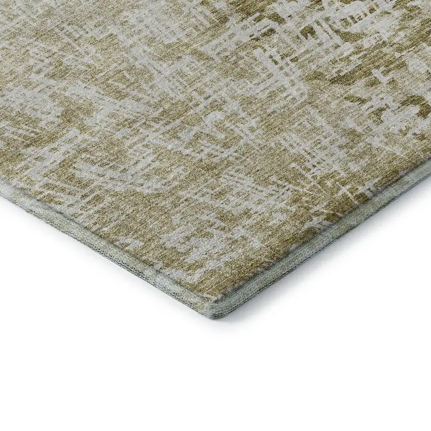 Taupe And Ivory Abstract Washable Area Rug With UV Protection Photo 7