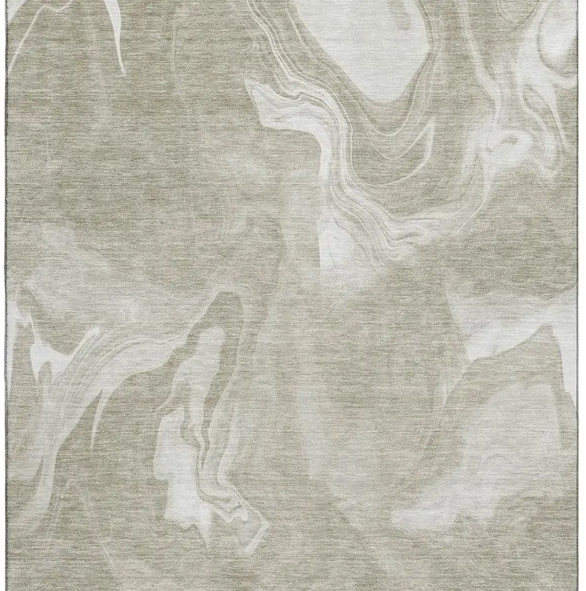 Taupe And Ivory Abstract Washable Area Rug With UV Protection Photo 4