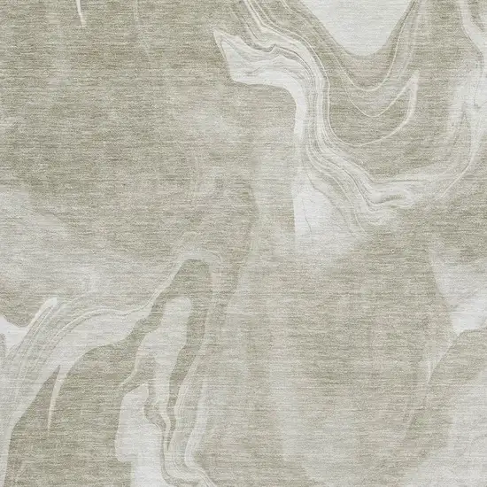 Taupe And Ivory Abstract Washable Area Rug With UV Protection Photo 3