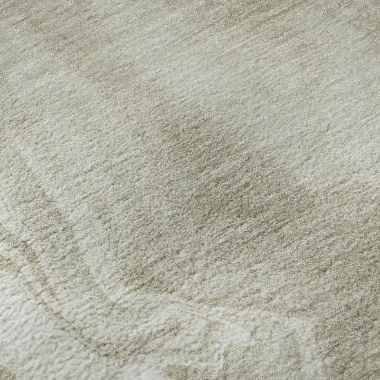 Taupe And Ivory Abstract Washable Area Rug With UV Protection Photo 9