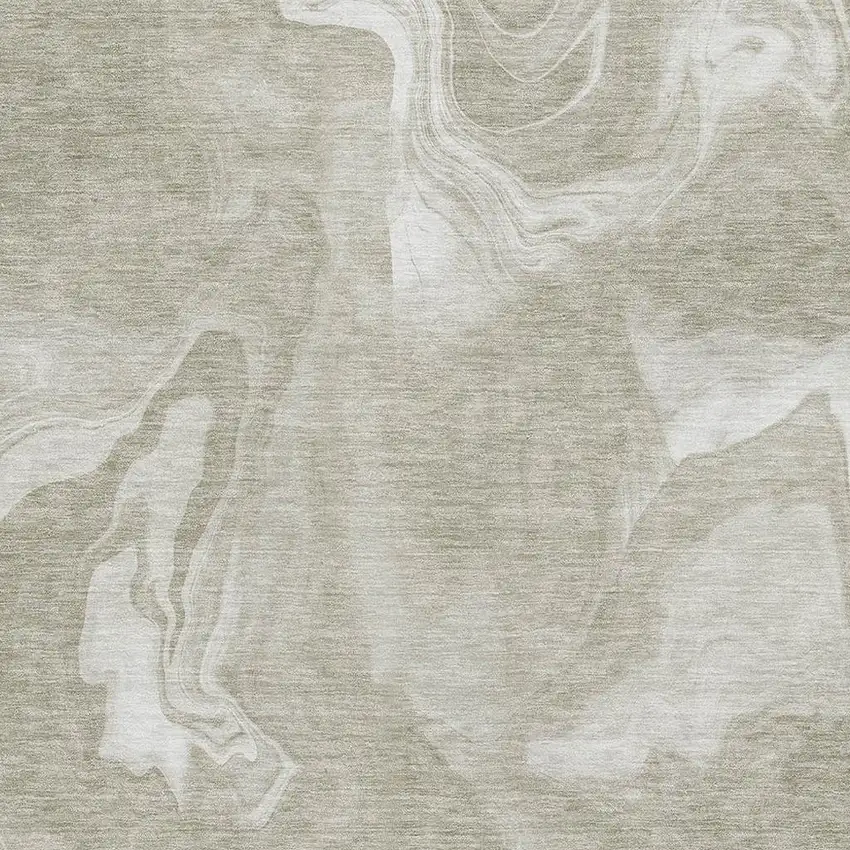 Taupe And Ivory Abstract Washable Area Rug With UV Protection Photo 3