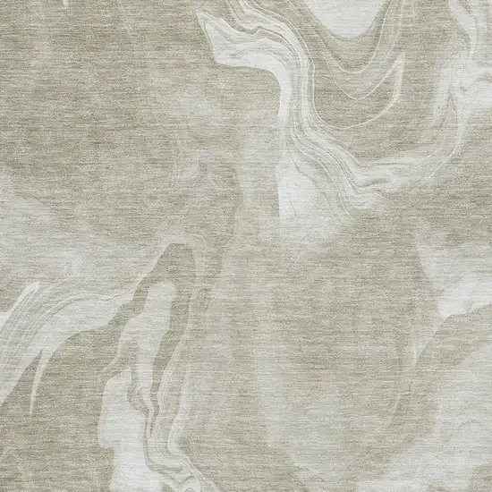 Taupe And Ivory Abstract Washable Area Rug With UV Protection Photo 3