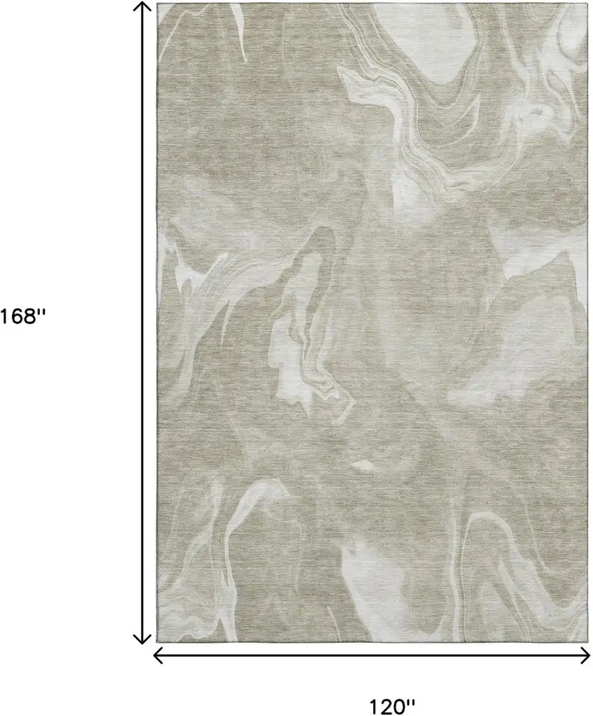 Taupe And Ivory Abstract Washable Area Rug With UV Protection Photo 3