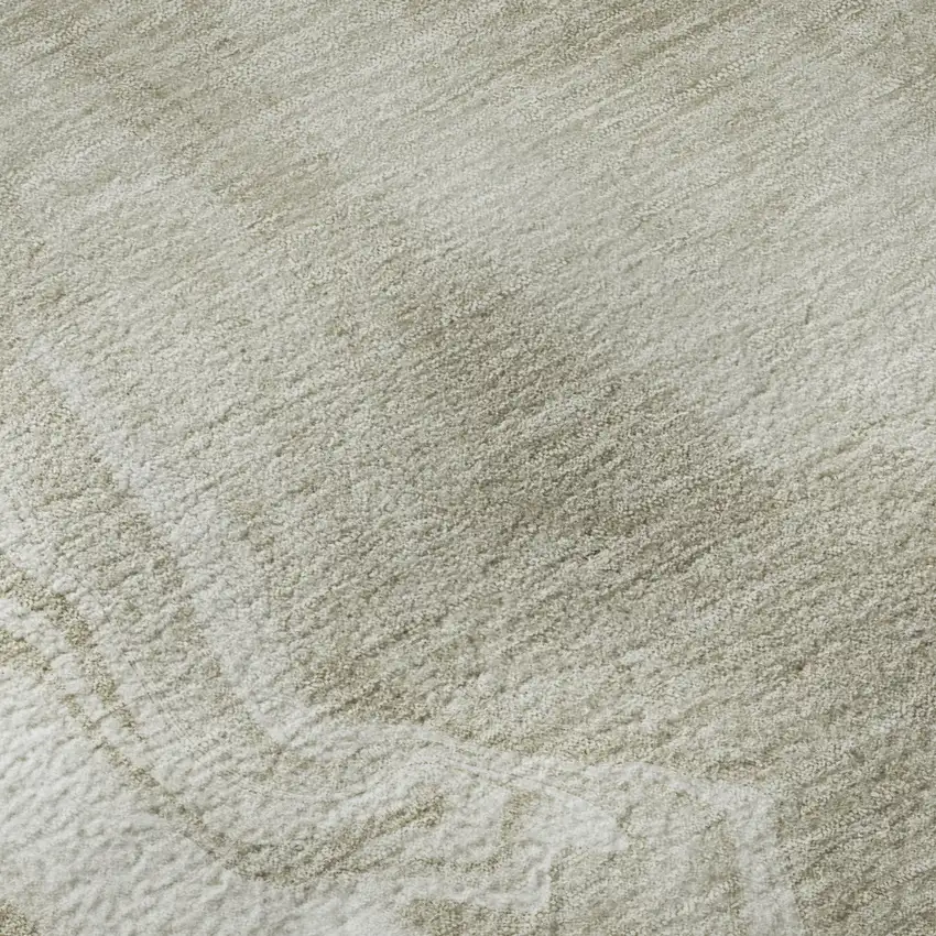 Taupe And Ivory Abstract Washable Area Rug With UV Protection Photo 9