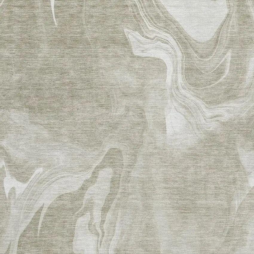 Taupe And Ivory Abstract Washable Area Rug With UV Protection Photo 3