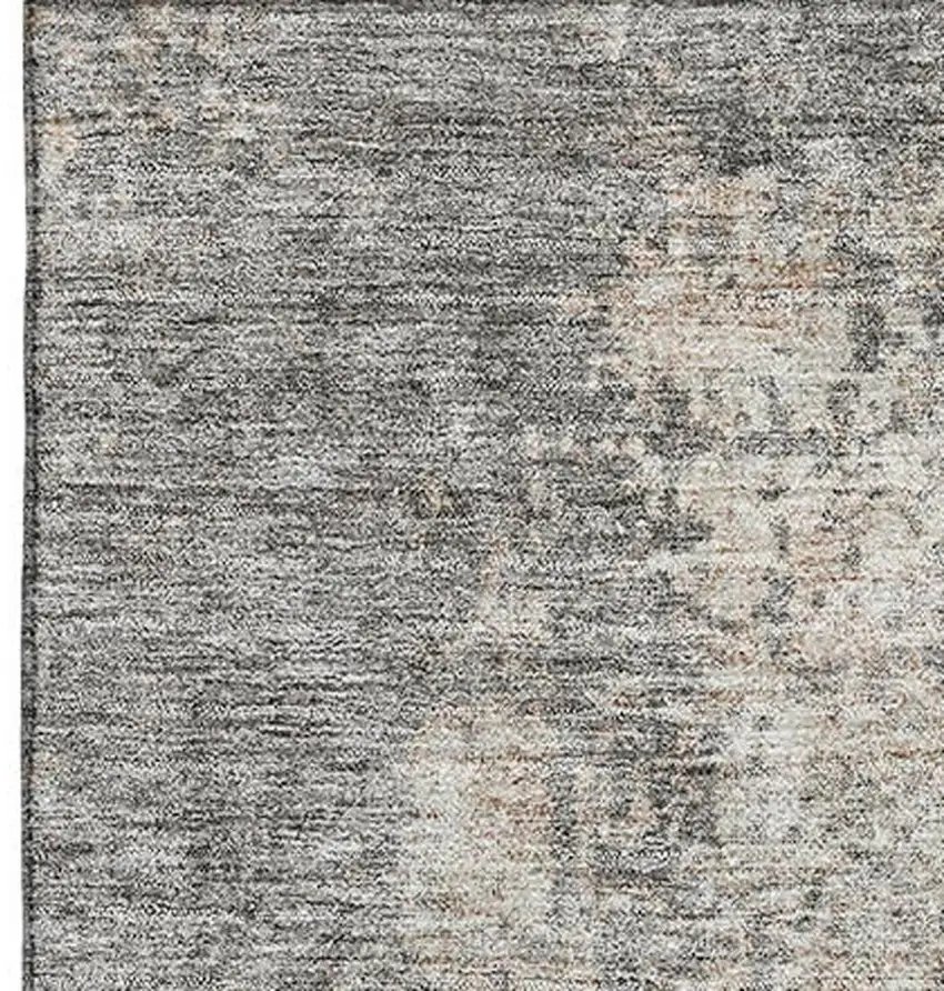 Taupe And Ivory Abstract Washable Area Rug With UV Protection Photo 4