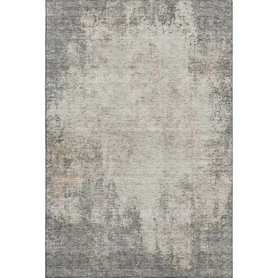 Taupe And Ivory Abstract Washable Area Rug With UV Protection Photo 4