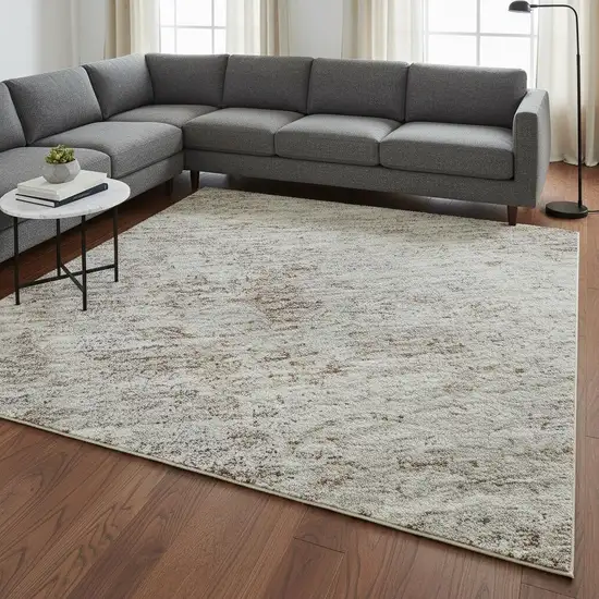 Taupe And Ivory Abstract Washable Area Rug With UV Protection Photo 2