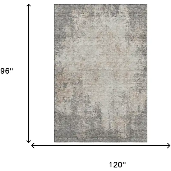 Taupe And Ivory Abstract Washable Area Rug With UV Protection Photo 9