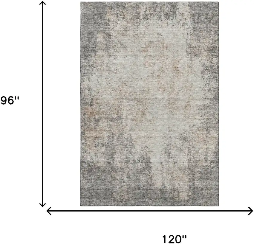 Taupe And Ivory Abstract Washable Area Rug With UV Protection Photo 9