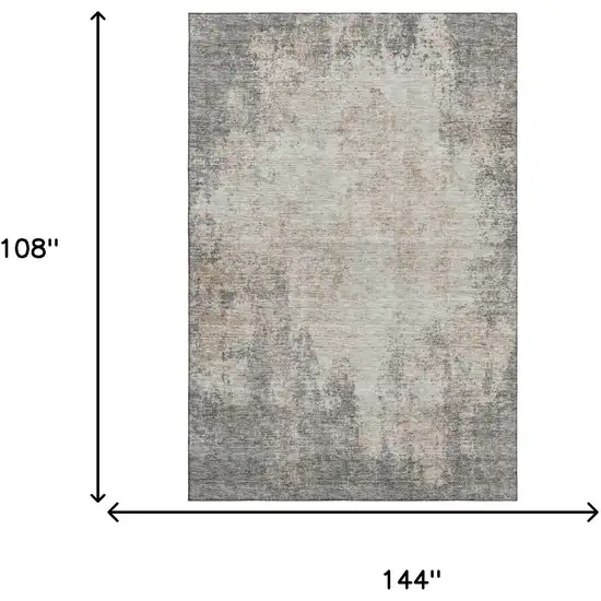 Taupe And Ivory Abstract Washable Area Rug With UV Protection Photo 8