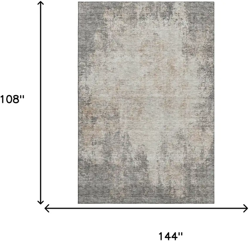Taupe And Ivory Abstract Washable Area Rug With UV Protection Photo 8