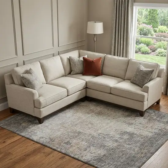Taupe And Ivory Abstract Washable Area Rug With UV Protection Photo 1