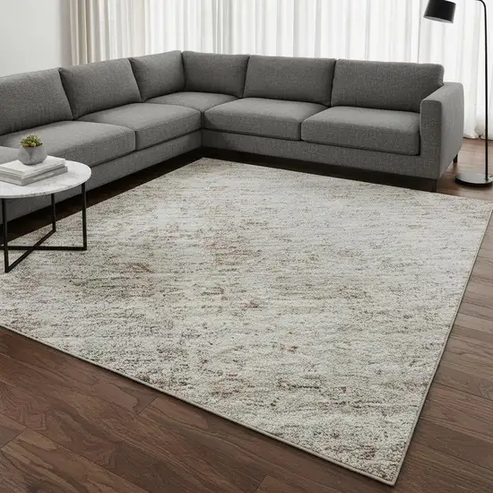 Taupe And Ivory Abstract Washable Area Rug With UV Protection Photo 2