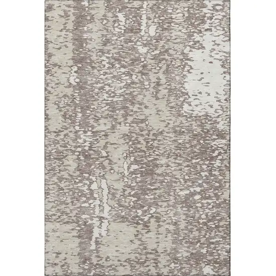 Taupe And Ivory Abstract Washable Area Rug With UV Protection Photo 2