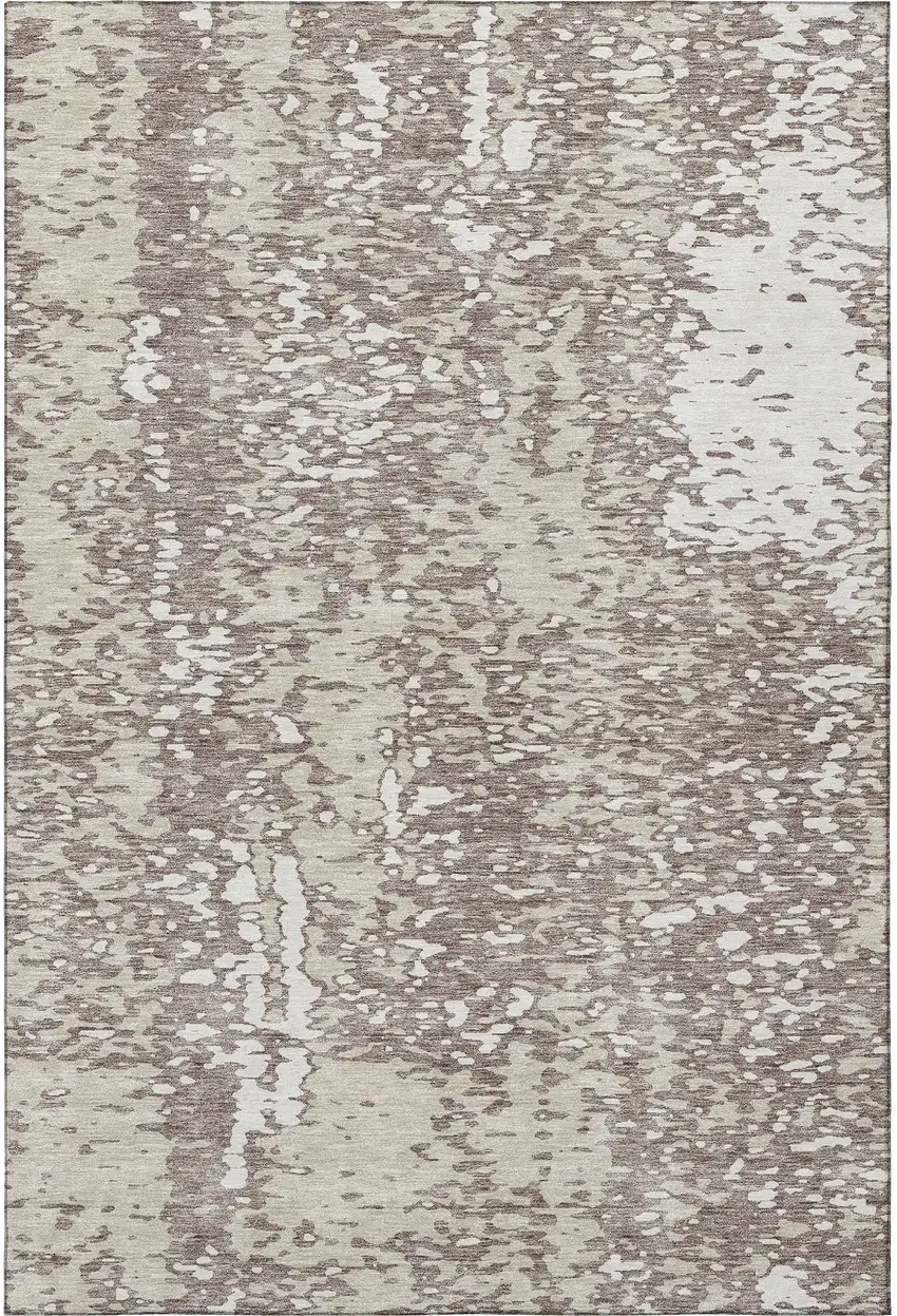 Taupe And Ivory Abstract Washable Area Rug With UV Protection Photo 2
