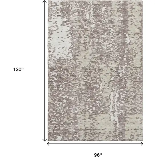 Taupe And Ivory Abstract Washable Area Rug With UV Protection Photo 9