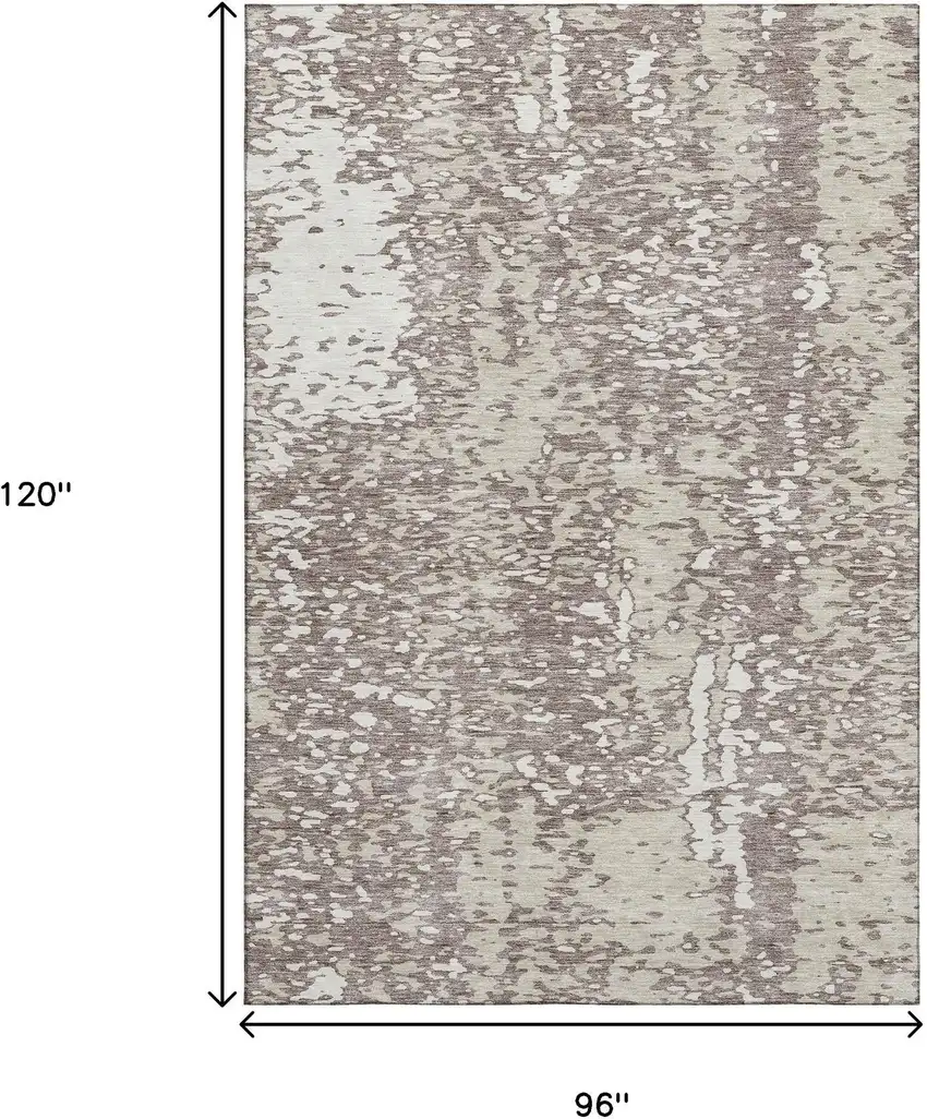 Taupe And Ivory Abstract Washable Area Rug With UV Protection Photo 9