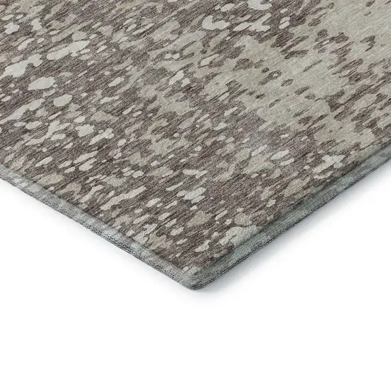 Taupe And Ivory Abstract Washable Area Rug With UV Protection Photo 7