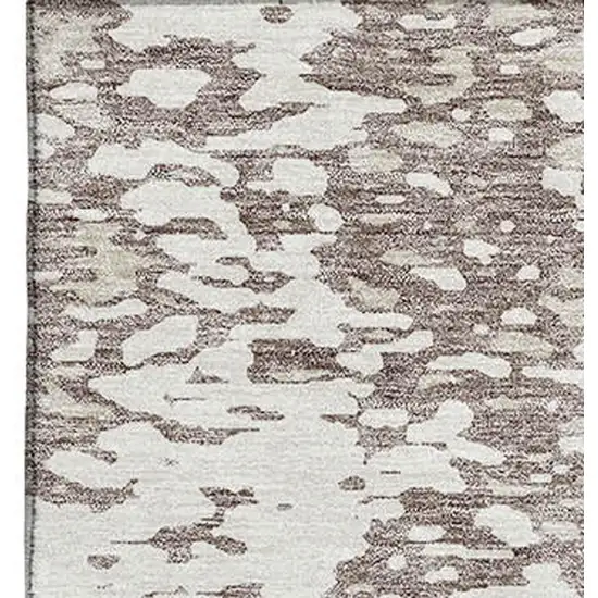 Taupe And Ivory Abstract Washable Area Rug With UV Protection Photo 2