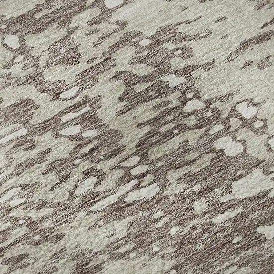 Taupe And Ivory Abstract Washable Area Rug With UV Protection Photo 9
