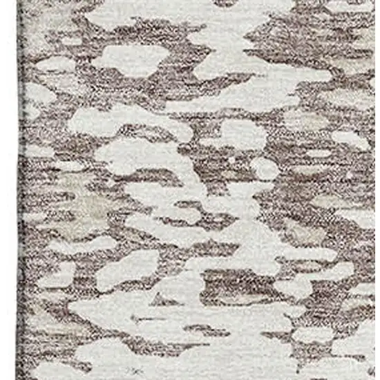 Taupe And Ivory Abstract Washable Area Rug With UV Protection Photo 2