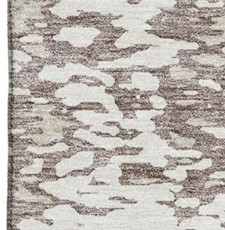 Taupe And Ivory Abstract Washable Area Rug With UV Protection Photo 2