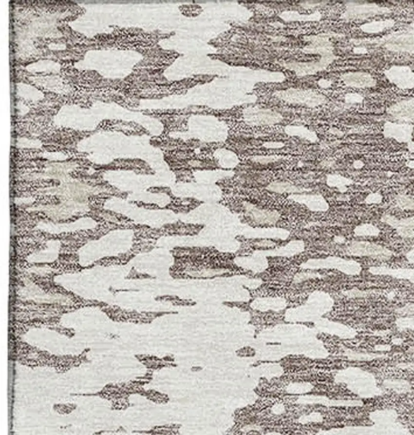 Taupe And Ivory Abstract Washable Area Rug With UV Protection Photo 3