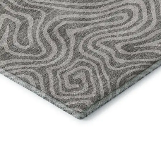 Taupe And Ivory Abstract Washable Area Rug With UV Protection Photo 7