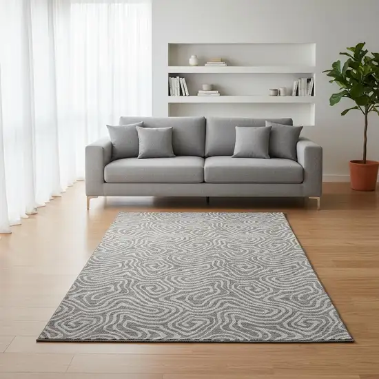 Taupe And Ivory Abstract Washable Area Rug With UV Protection Photo 2