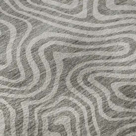 Taupe And Ivory Abstract Washable Area Rug With UV Protection Photo 9