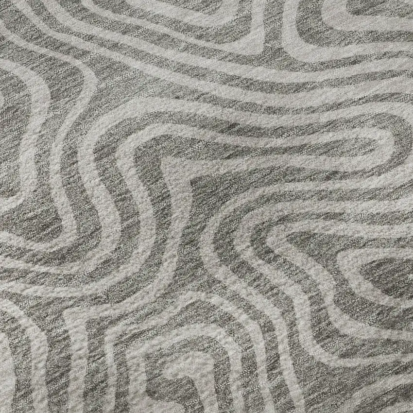 Taupe And Ivory Abstract Washable Area Rug With UV Protection Photo 9