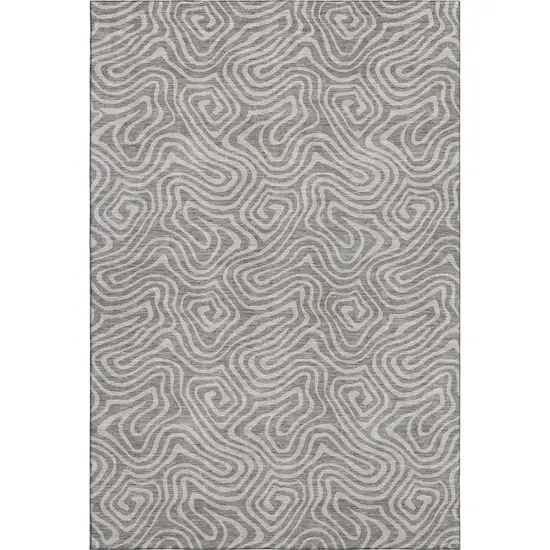 Taupe And Ivory Abstract Washable Area Rug With UV Protection Photo 1