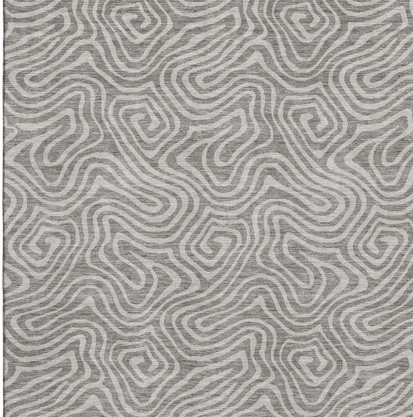 Taupe And Ivory Abstract Washable Area Rug With UV Protection Photo 3