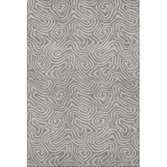 Taupe And Ivory Abstract Washable Area Rug With UV Protection Photo 3