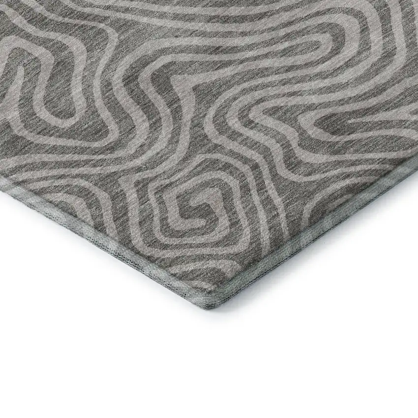Taupe And Ivory Abstract Washable Area Rug With UV Protection Photo 7