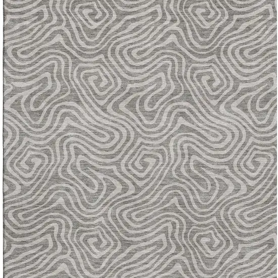 Taupe And Ivory Abstract Washable Area Rug With UV Protection Photo 2